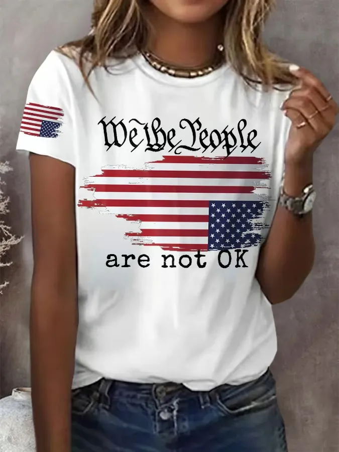 Women'S T-Shirt Retro We The People Are Not Ok Print T-Shirt
