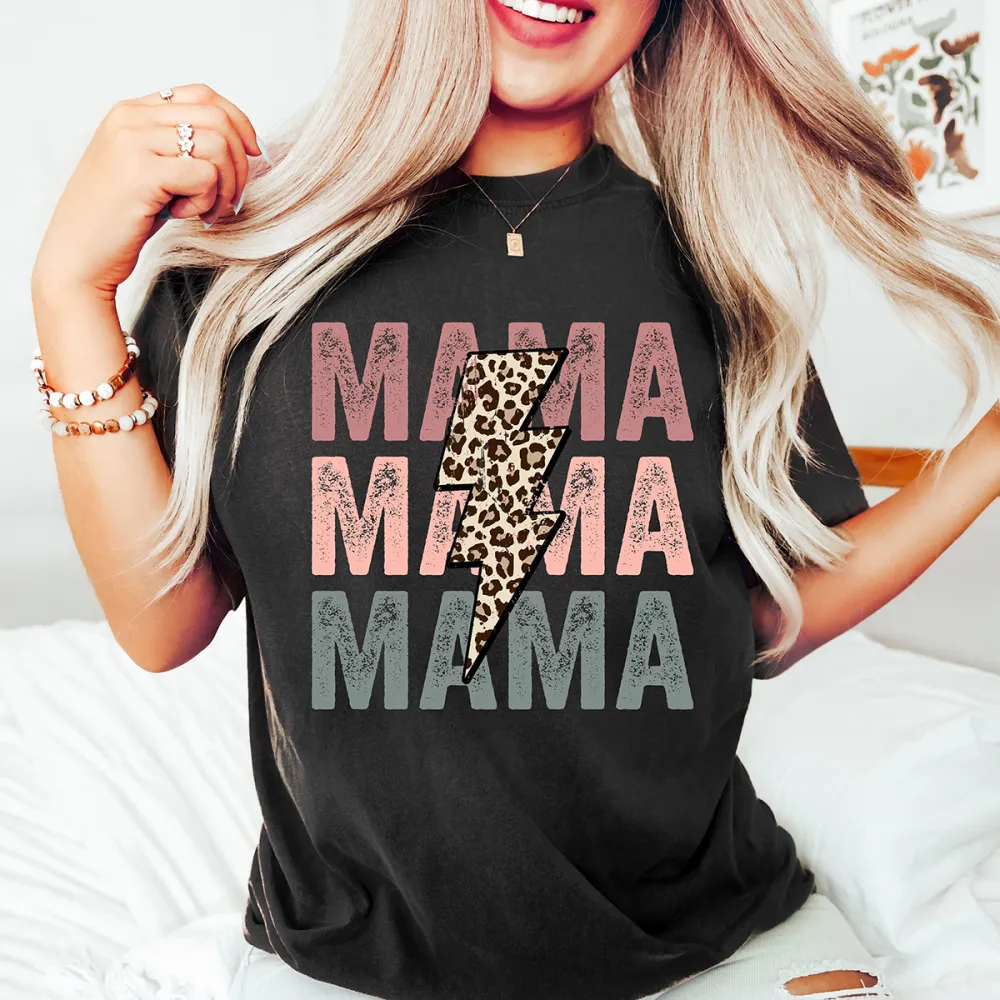 Mama Print Round Neck Short Sleeve T-Shirt