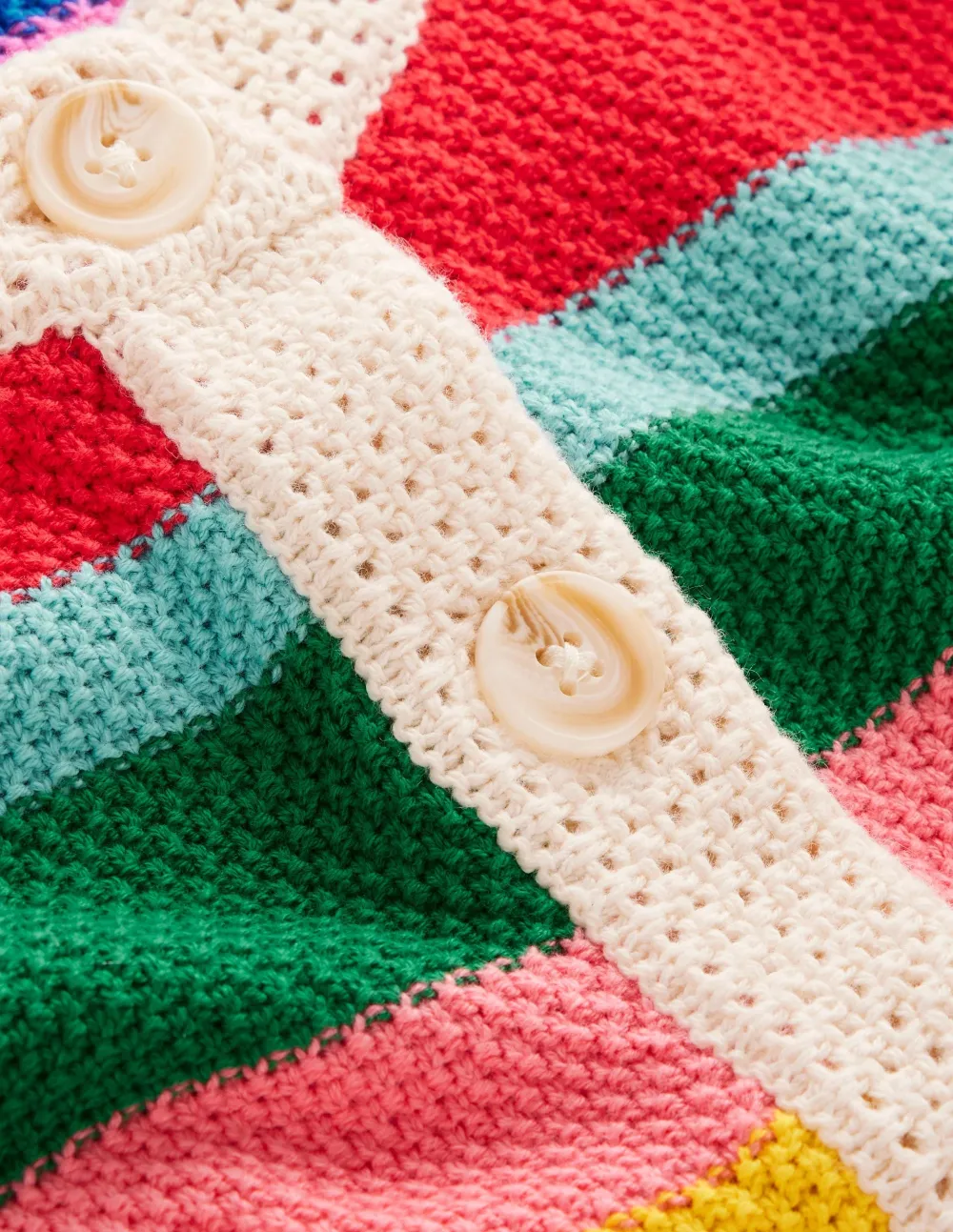 Bright Rainbow Stripe Large Trim Cardigan