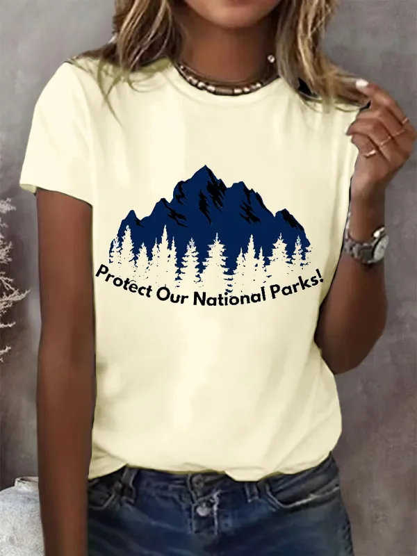 T-Shirt Women Women'S Retro Protect Our National Parks Print T-Shirt Art Print
