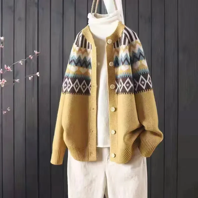 Vintage Totem Long Sleeve Knit Cardigan