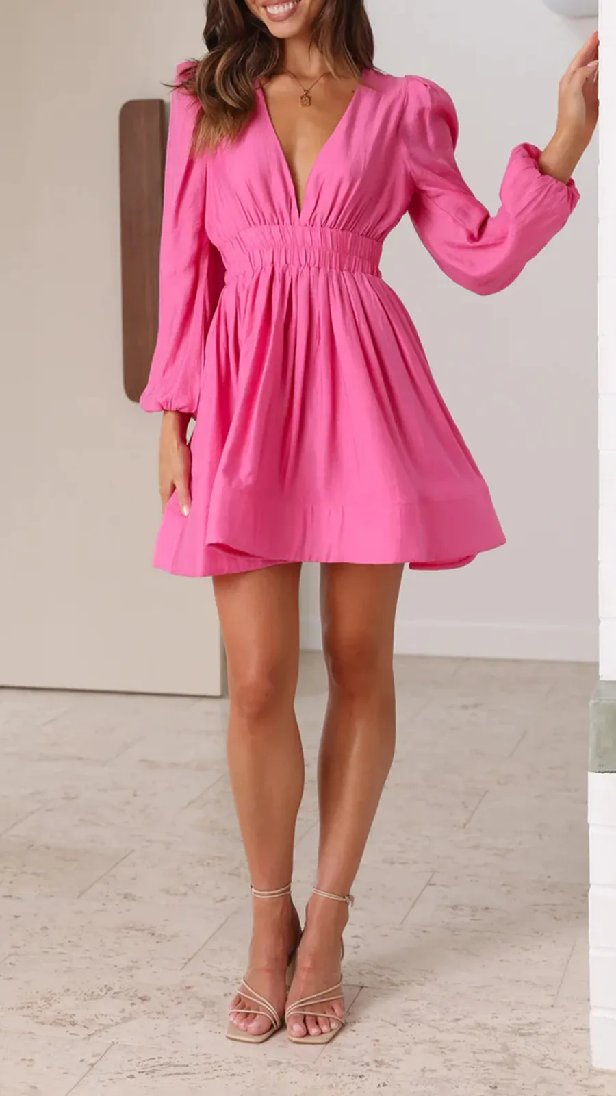 Elasticated Waist Band Mini Dress