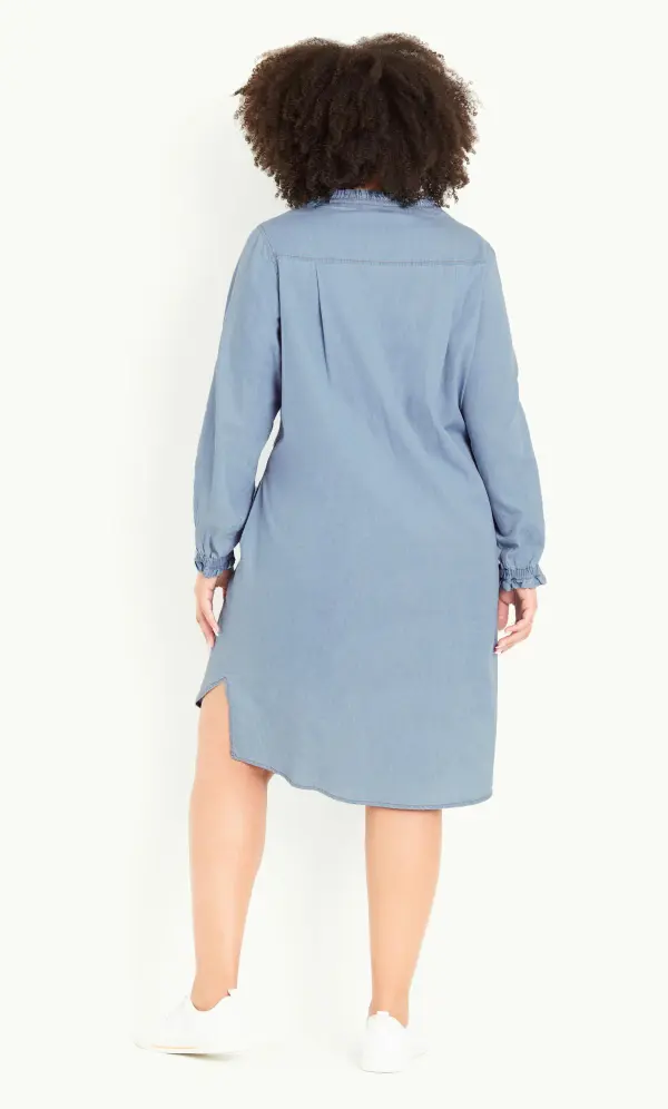 Evans Mid Blue Denim Shirt Dress