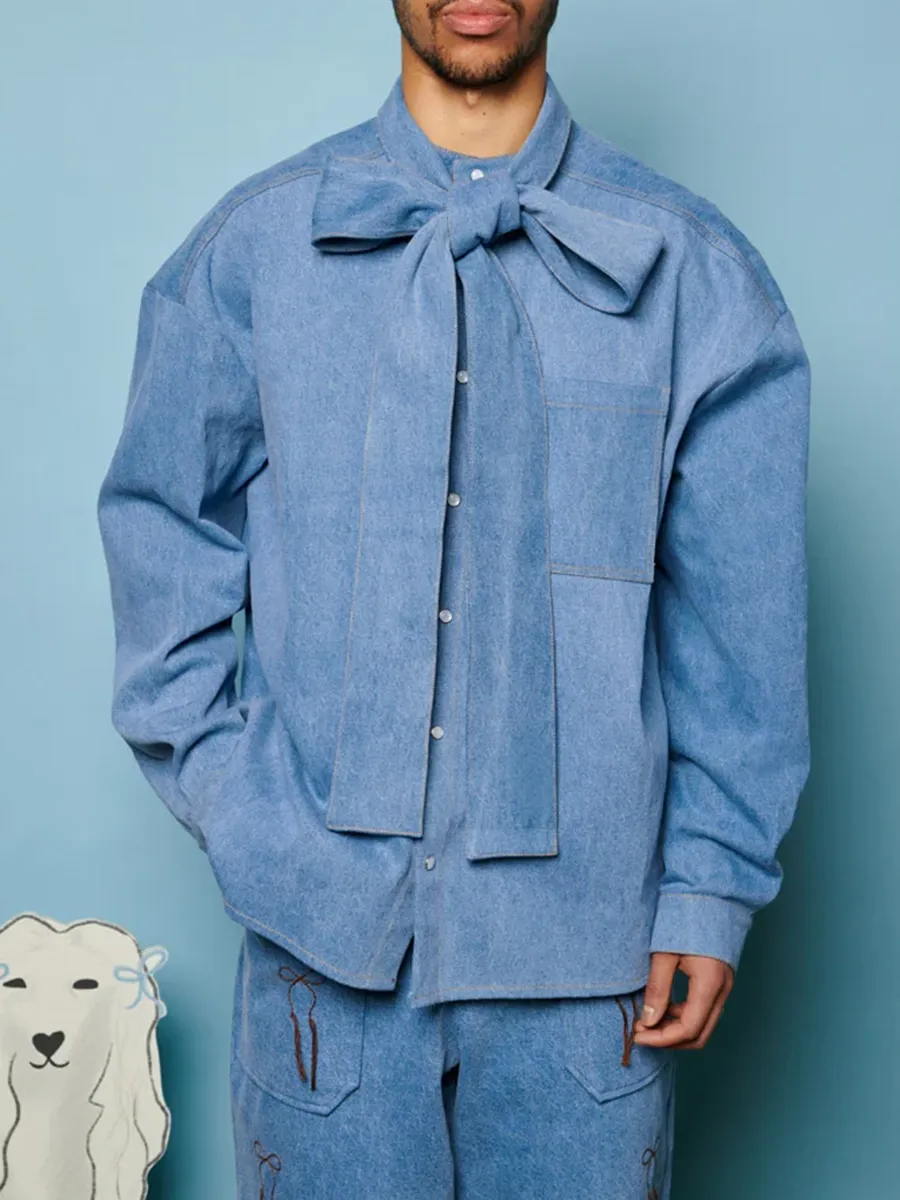Casual Outfit Denim Bow Shirt