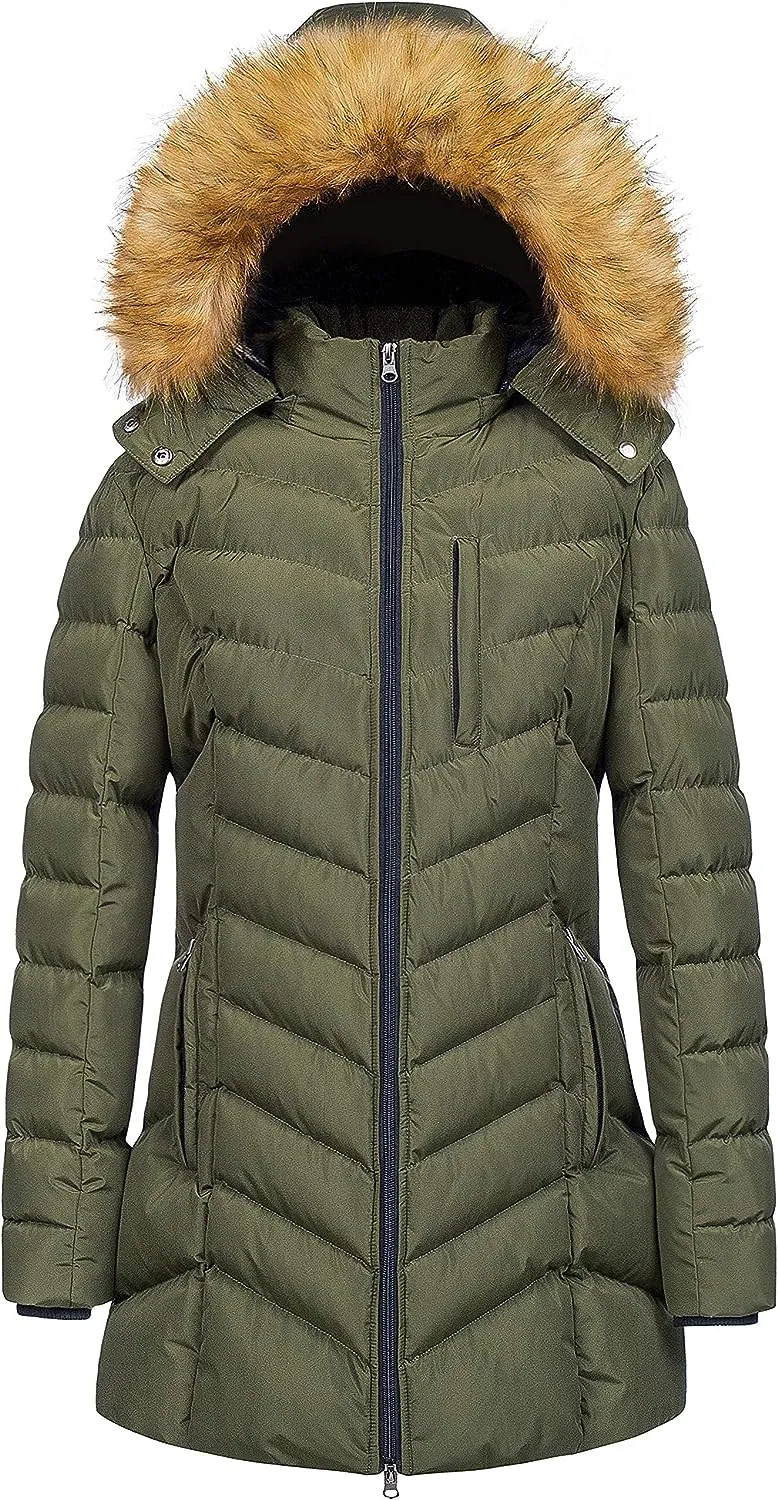 US Women's Winter Hooded Coat Waterproof Warm Long Puffer Jacket Parka