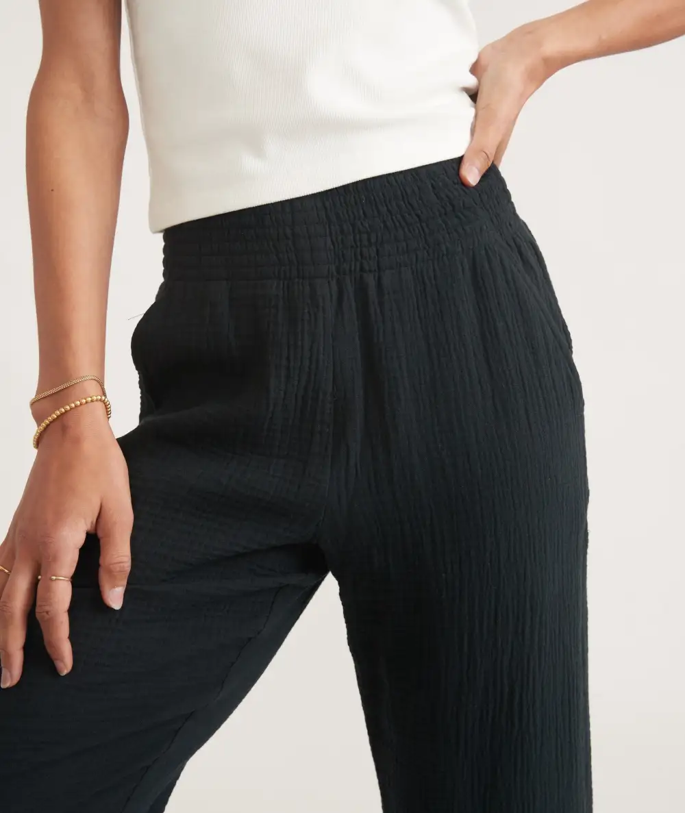 Black High-Waist Linen Trousers