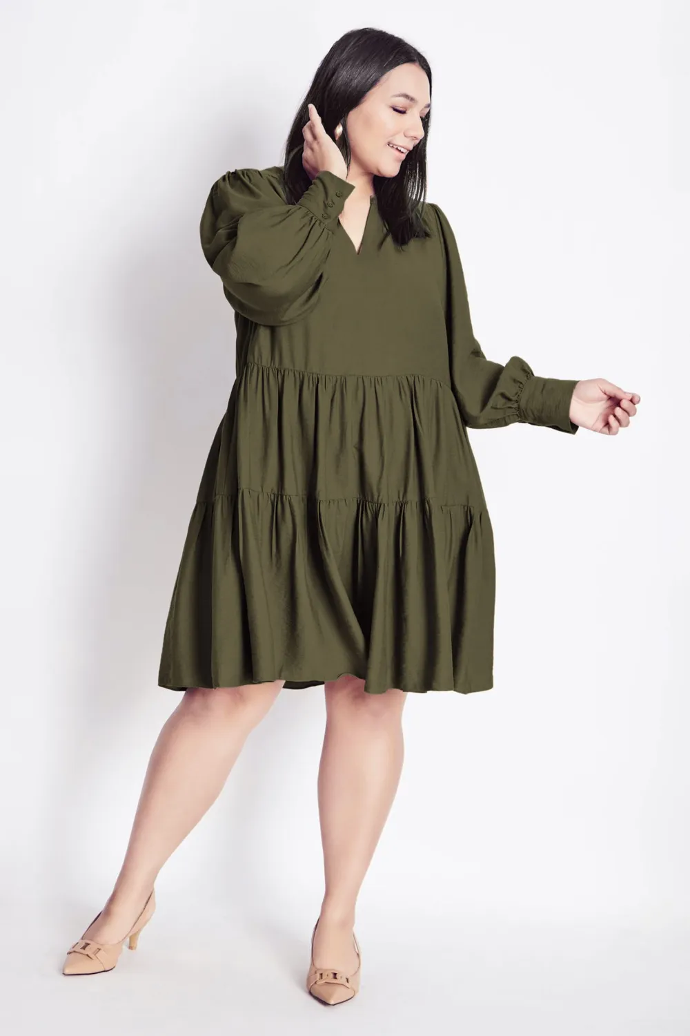 Evans Green Bianca Tiered Dress