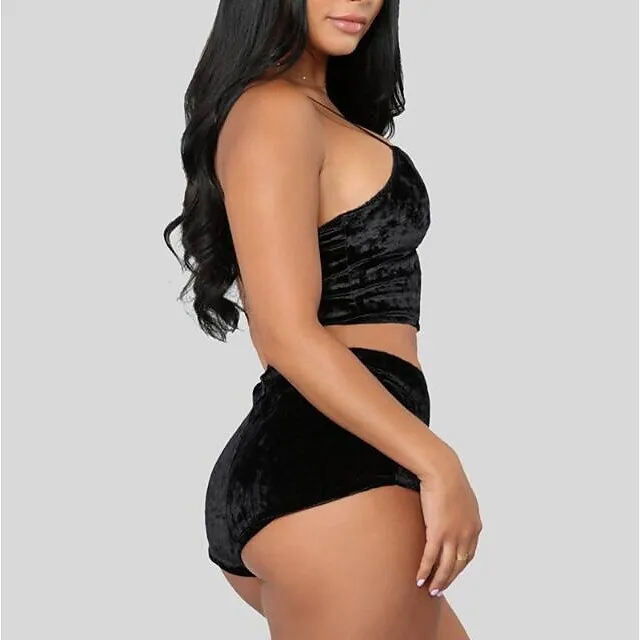 Women's Pajamas Sets Nighty 1 set Pure Color Simple Hot Retro Xmas Home Party Christmas Daily Spandex Gift Sleeveless Strap Top Shorts Basic Spring Summer Black Pink / Sexy