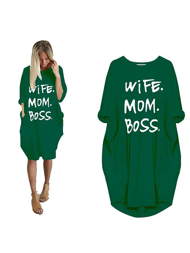 Women's Pajamas Loungewear Nightgown Sleepwear Letter Fashion Simple Basic Home Daily Mother's Day Polyester Pullover Summer Spring claret Orange red