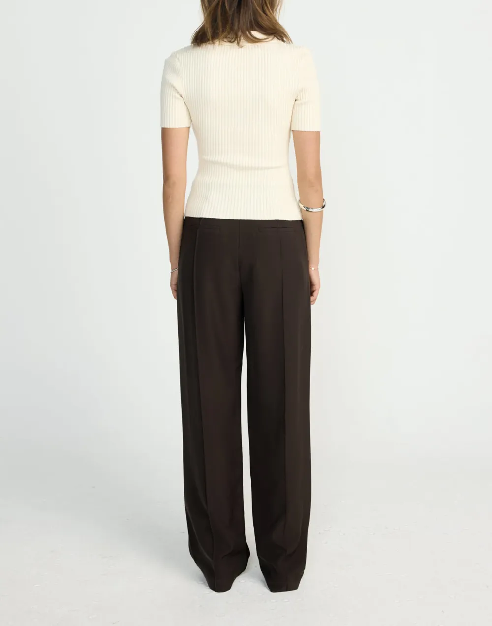 Cropped Ribbed Lapel Slim T-Shirt