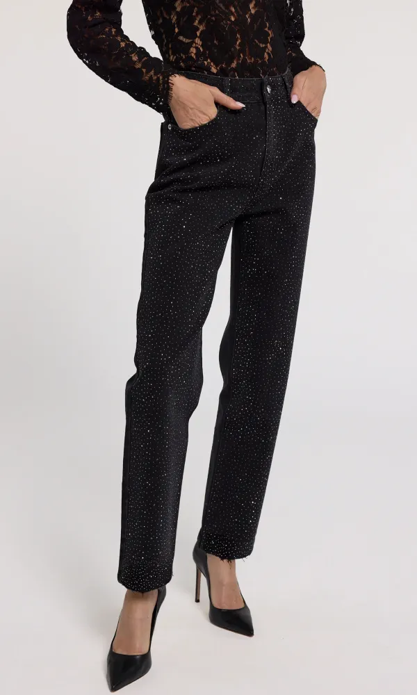 Compact Crystal Decor Jeans