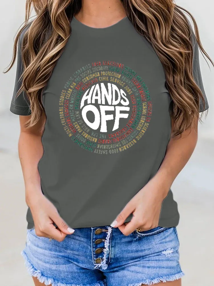 Women'S Fdt “Hands Off ” Print Casual T-Shirt