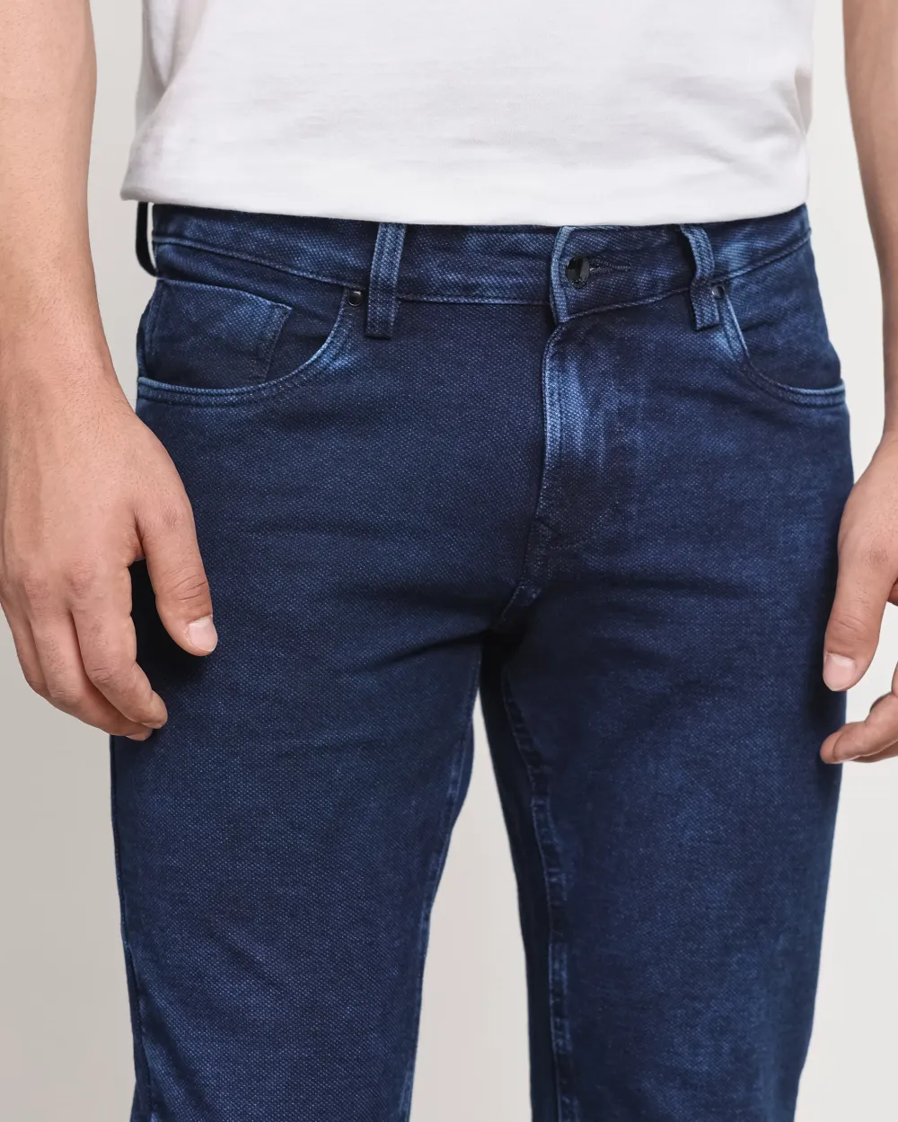 Classic Versatile And Comfortable Straight Dark Indigo Blue Jeans