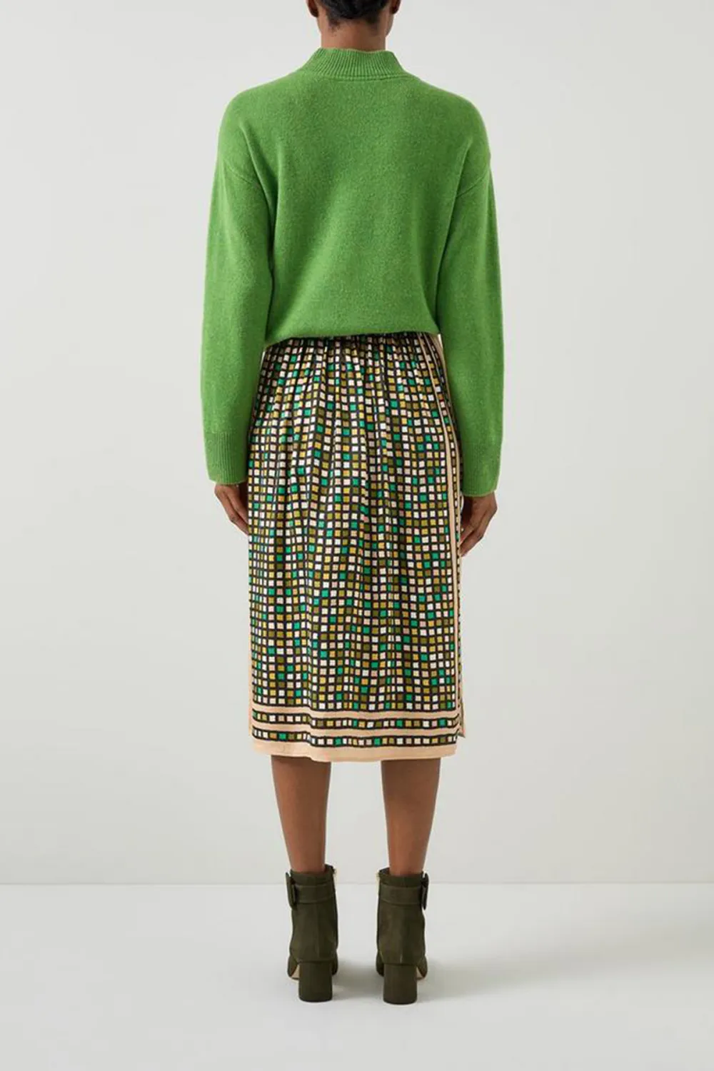 Colorful Geometric Print Midi Skirt