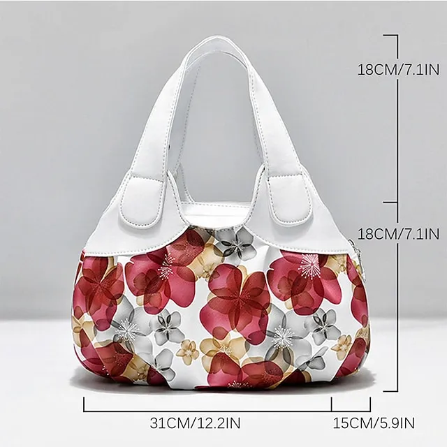 Women's Handbag Top Handle Bag PU Leather Office Daily Date Print Large Capacity Floral Print zebra Leopard White Rose