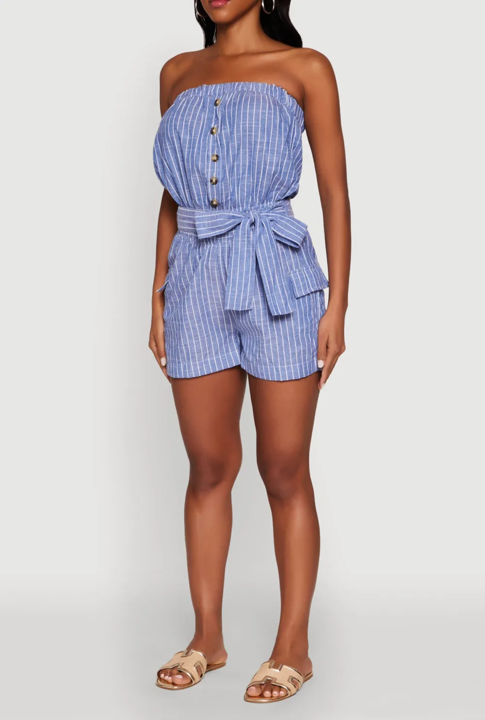 Striped Short Jumpsuit