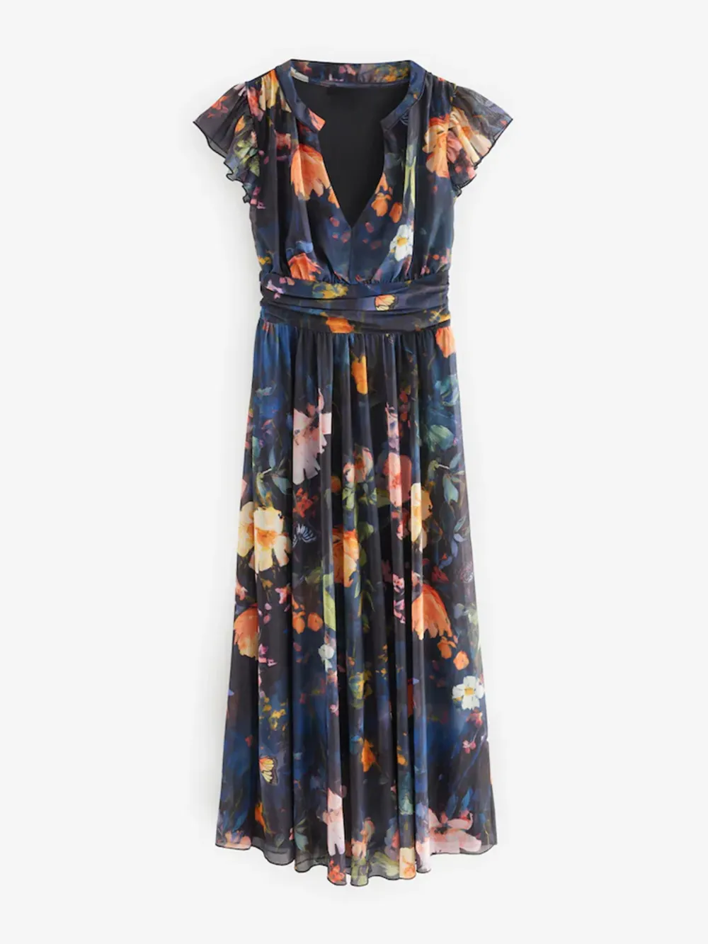 Elegant Floral Printed High-Waisted Slimming Dress