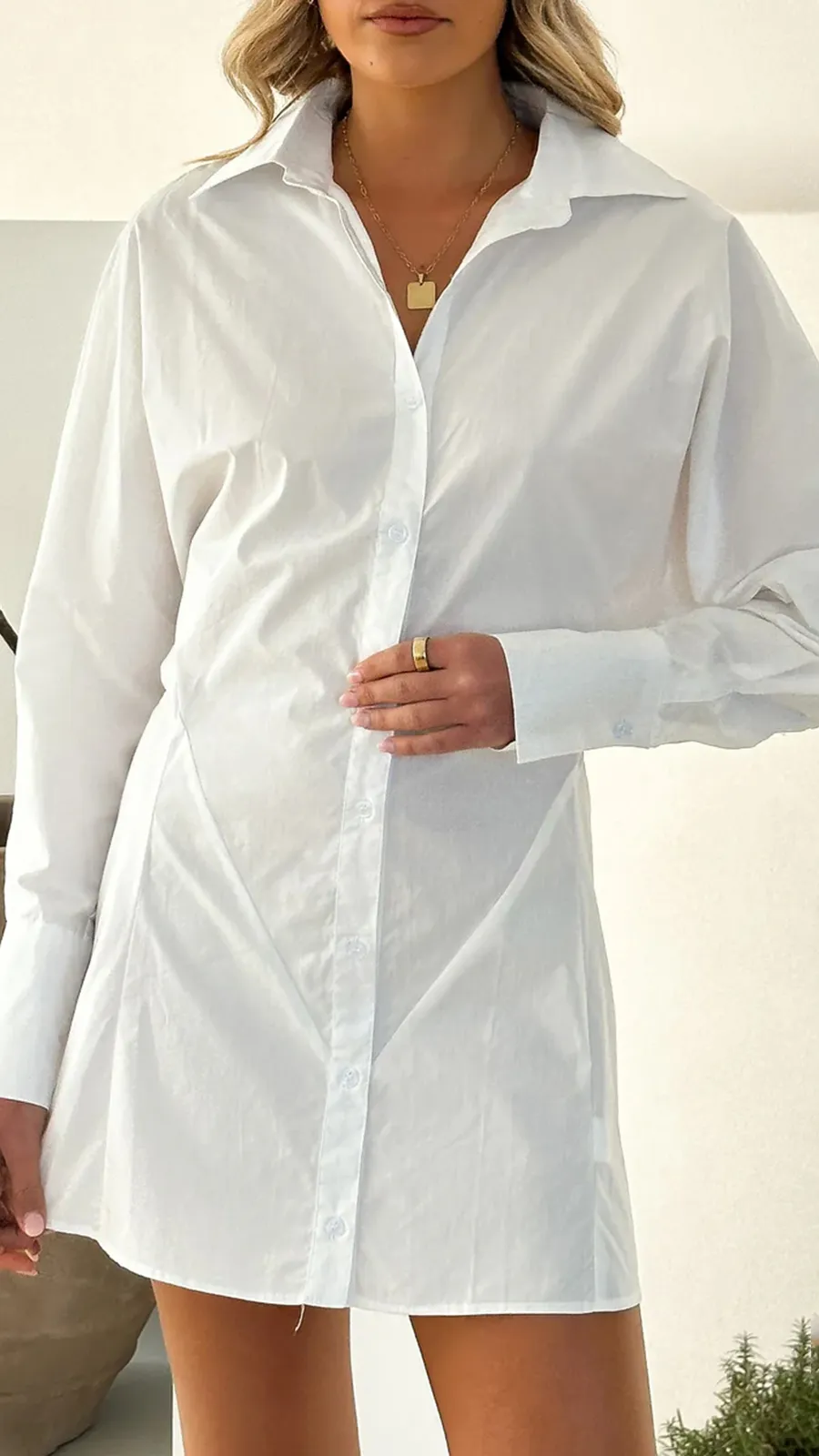 Collared Style Batwing Sleeves Shirt Dress