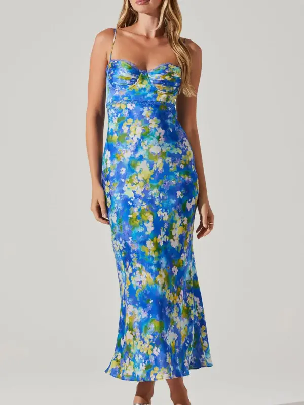 Lace Trim Bustier Maxi Dress