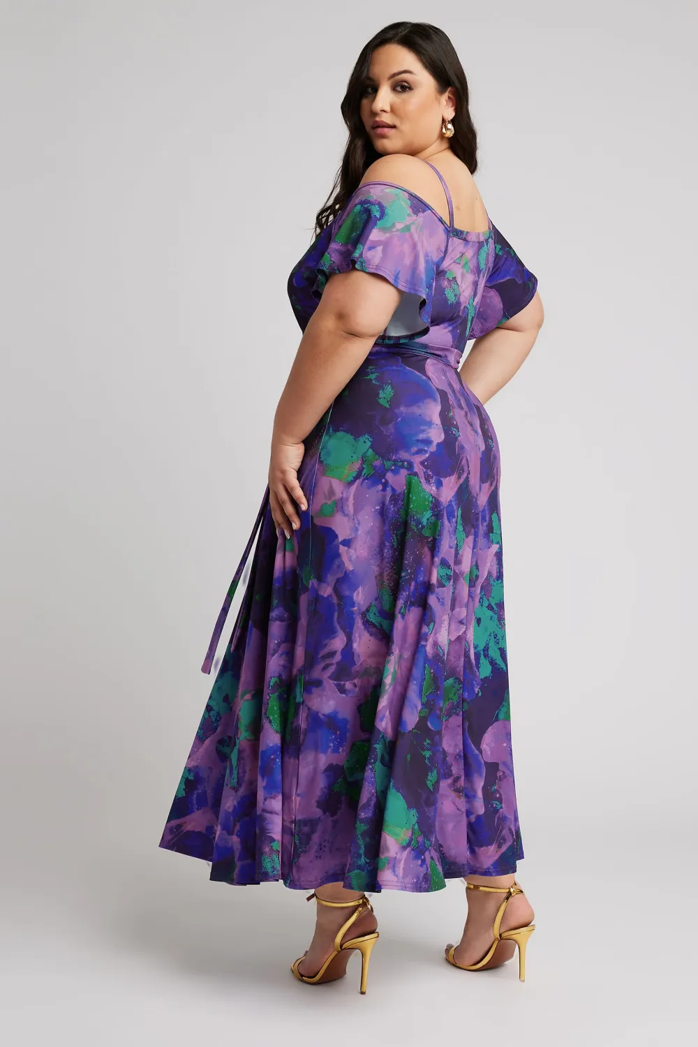 YOURS LONDON Curve Red & Blue Floral Bardot Maxi Dress