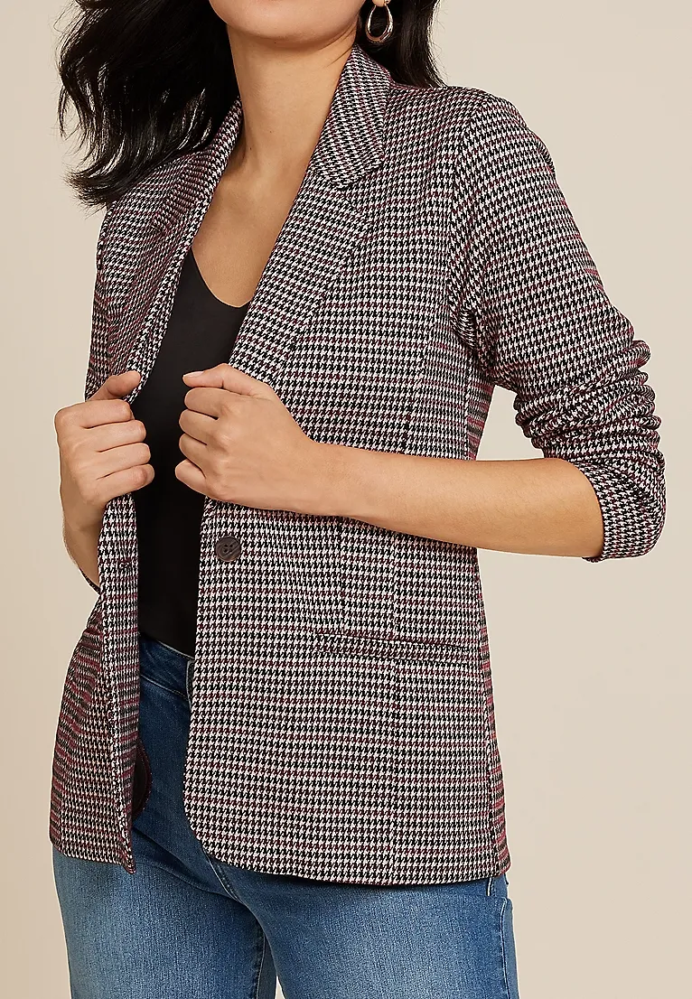 Lapel Argyle Pattern Blazer