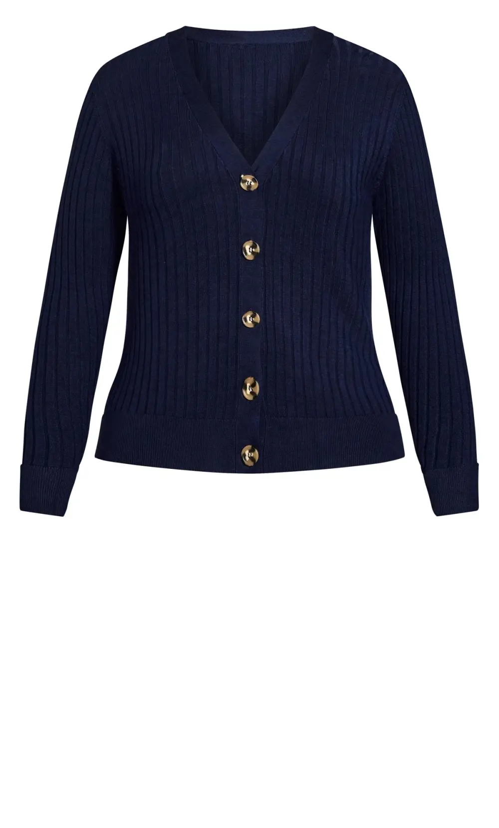 Evans Navy Blue Ribbed Knit Cardigan