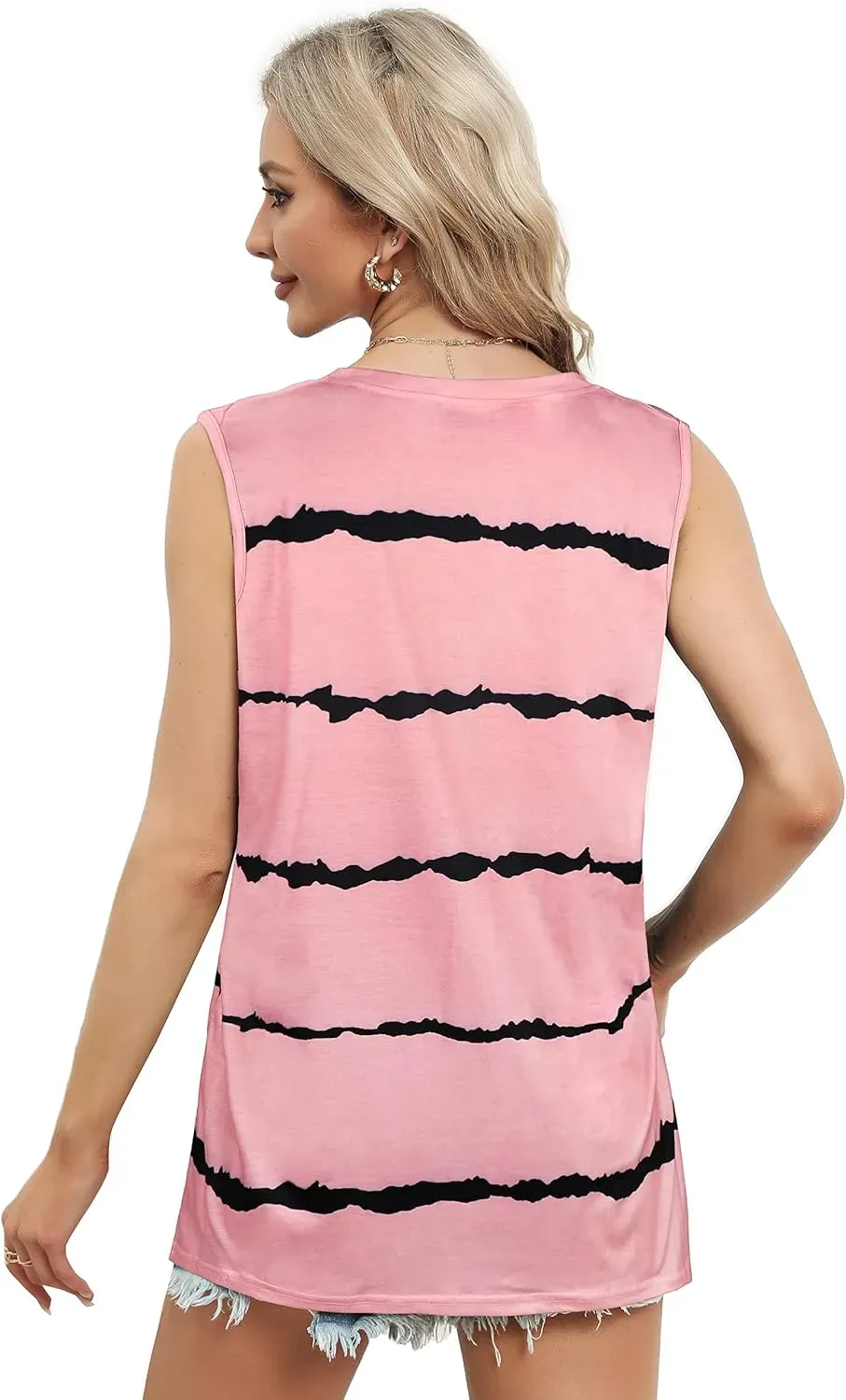 Summer Tops for Women Sleeveless V Neck Tshirt Loose Fit Casual Tank Tunic Blouse