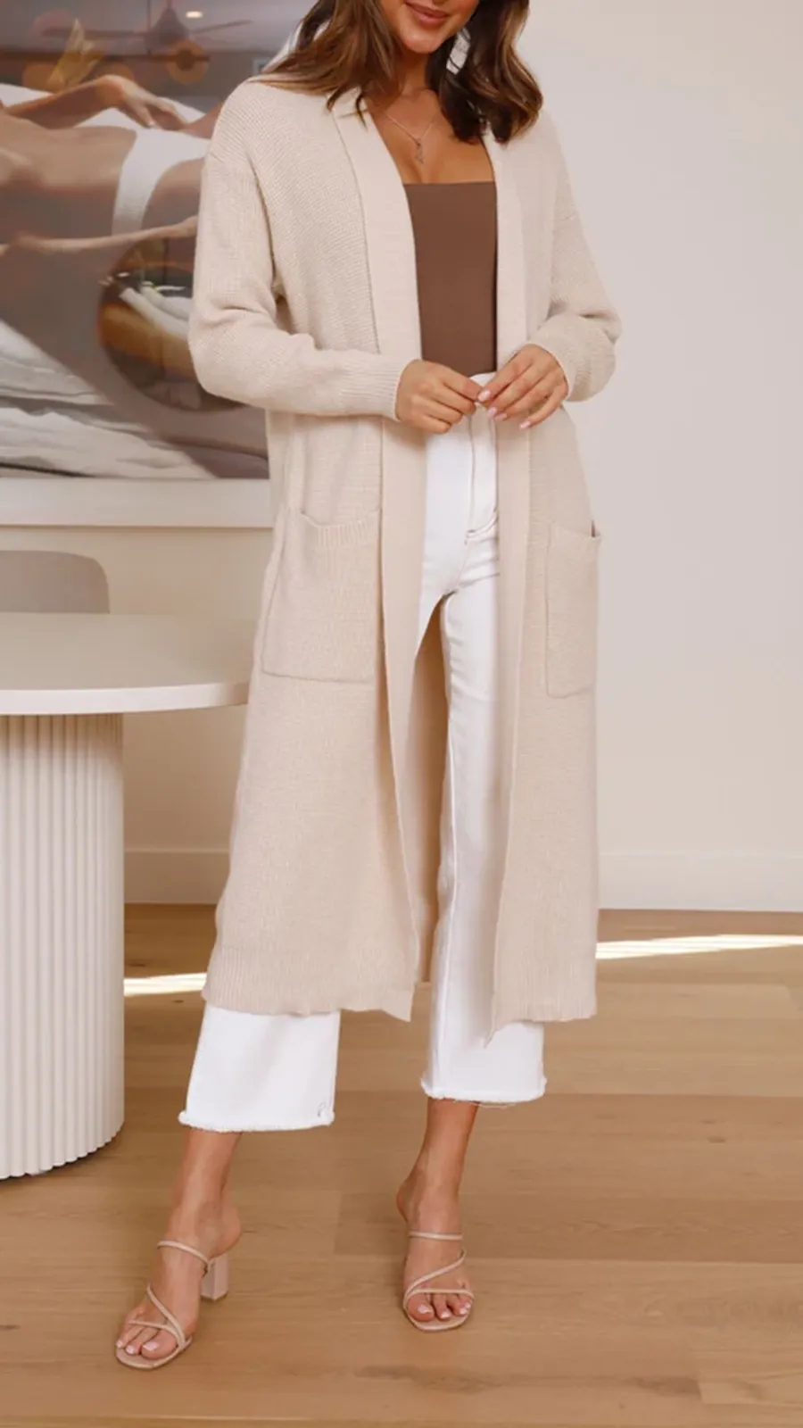 Solid Color Long Knitted Coat