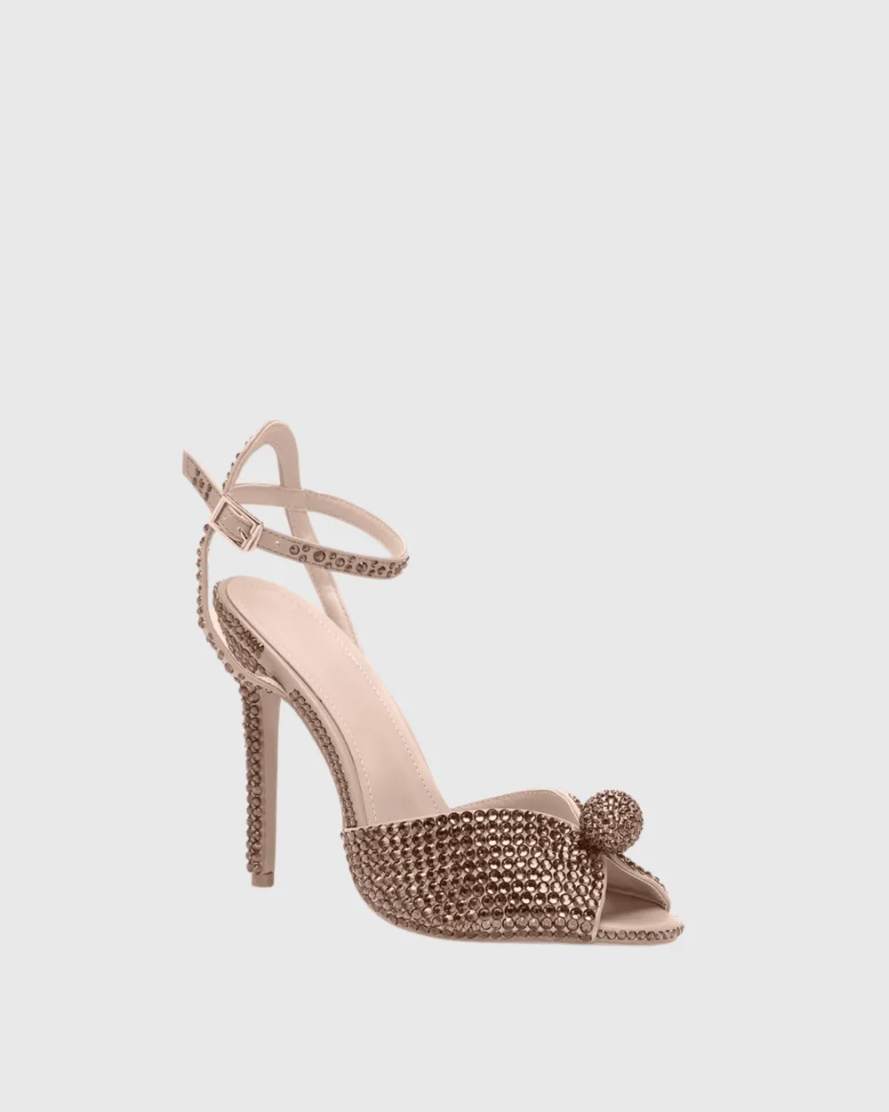 Rhinestone Strap Sandals in Gold