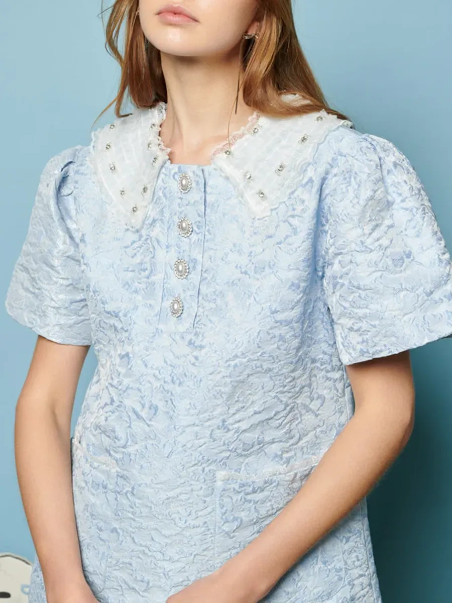 Crew Neck Jacquard Mini Dress