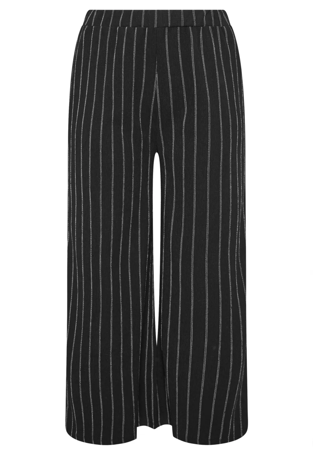 YOURS Curve Black Textured Wide Leg Trousers