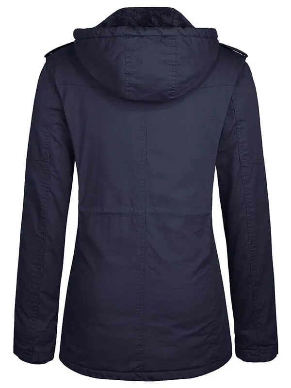 Women's winter Sherpa lining parka warm jacket with detachable hood