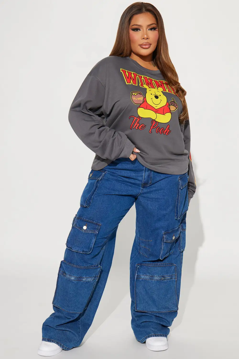 Winnie The Pooh Crew Neck Sweatshirt - Charcoal