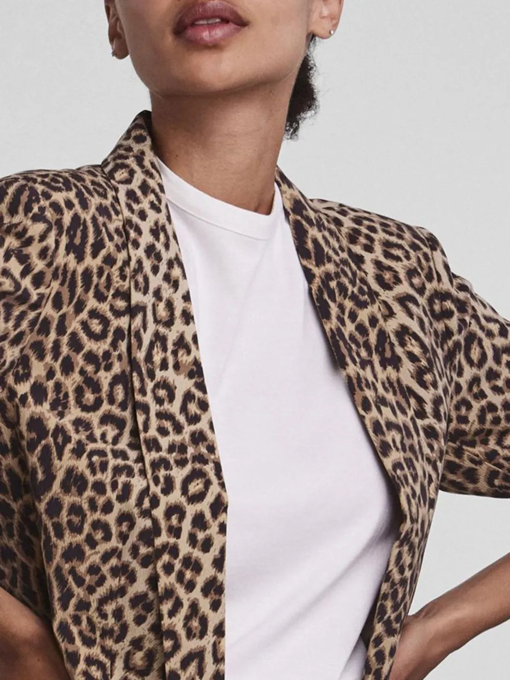 Animal Leopard Print Loose Wrinkle Sleeve Work Jacket