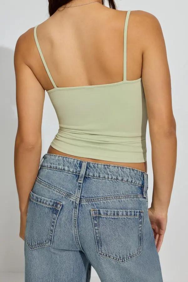 Light Green Sleeveless Crop Top
