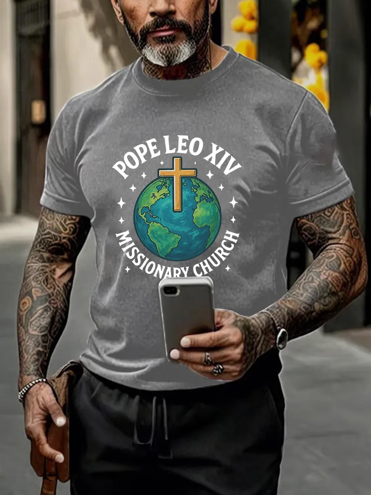 Men'S Red White And Holy Pope Leo Xiv 8th May 2025 Printed T-Shirt