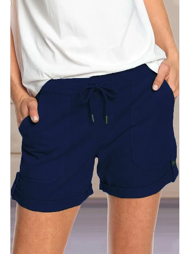 Women's Stylish Simple Cute Comfort Shorts Casual Daily Pants Plain Short Drawstring Elastic Waist Light Green