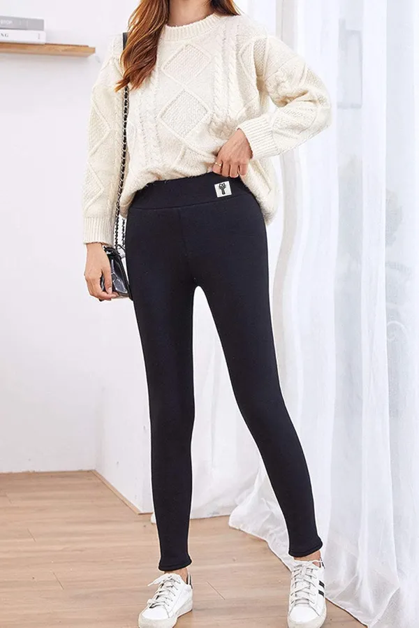 Winter Sherpa Fleece Lined Leggings for Women,High Waist Stretchy Thick Cashmere Leggings Plush Warm Thermal Pants