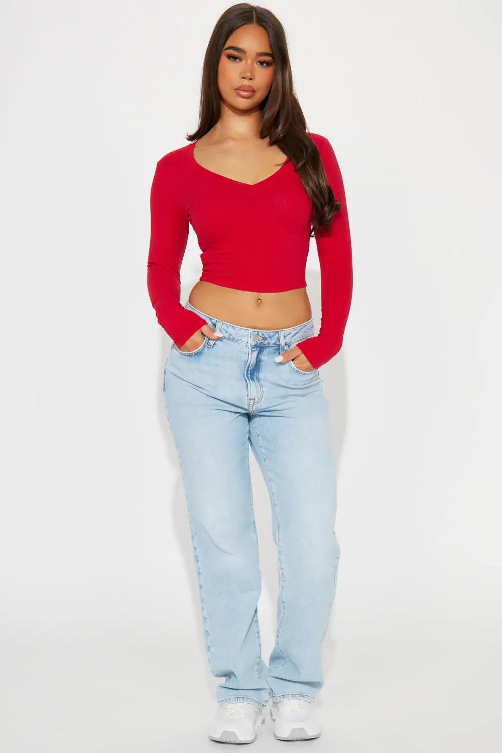 Jenni Ribbed Crop Top - DarkRed