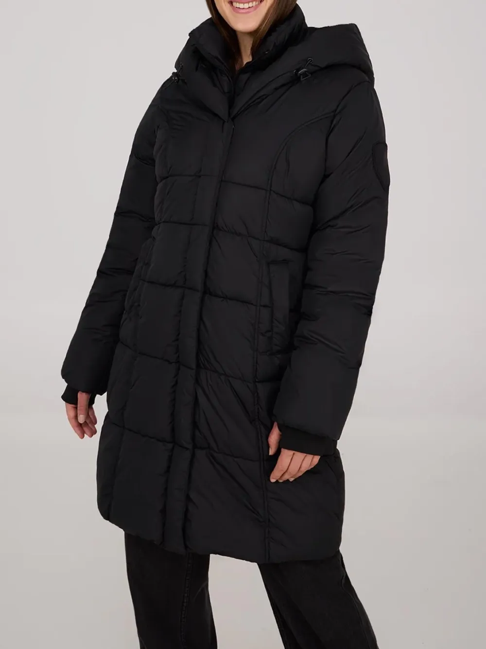 Classic Black Hooded Long Padded Jacket