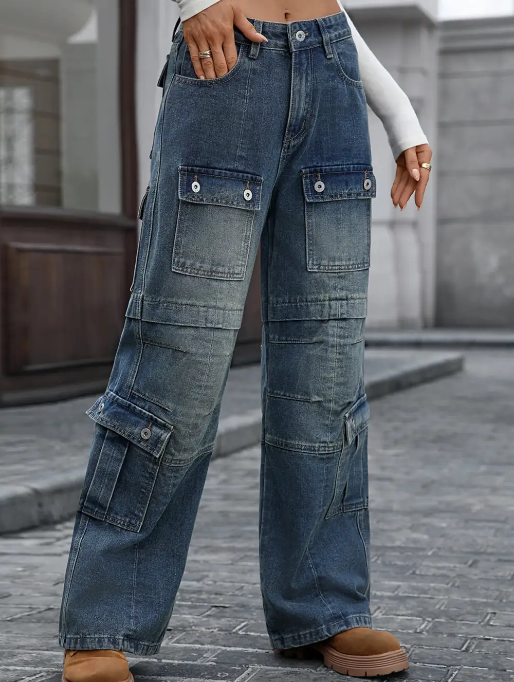 Washed Heavy Duty Multi Pocket Jeans