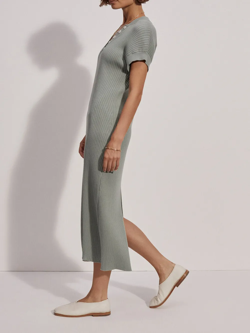 V-Neck Knit Midi Dress