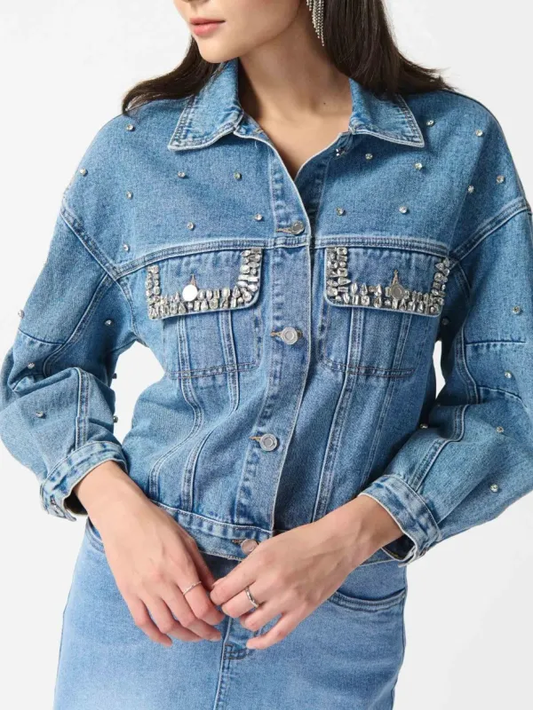 Embellished Light Blue Denim Jacket