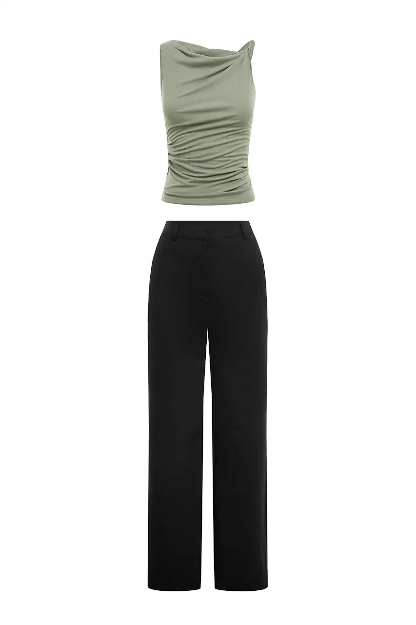 One Shoulder Sleeveless Fitted Crop Top