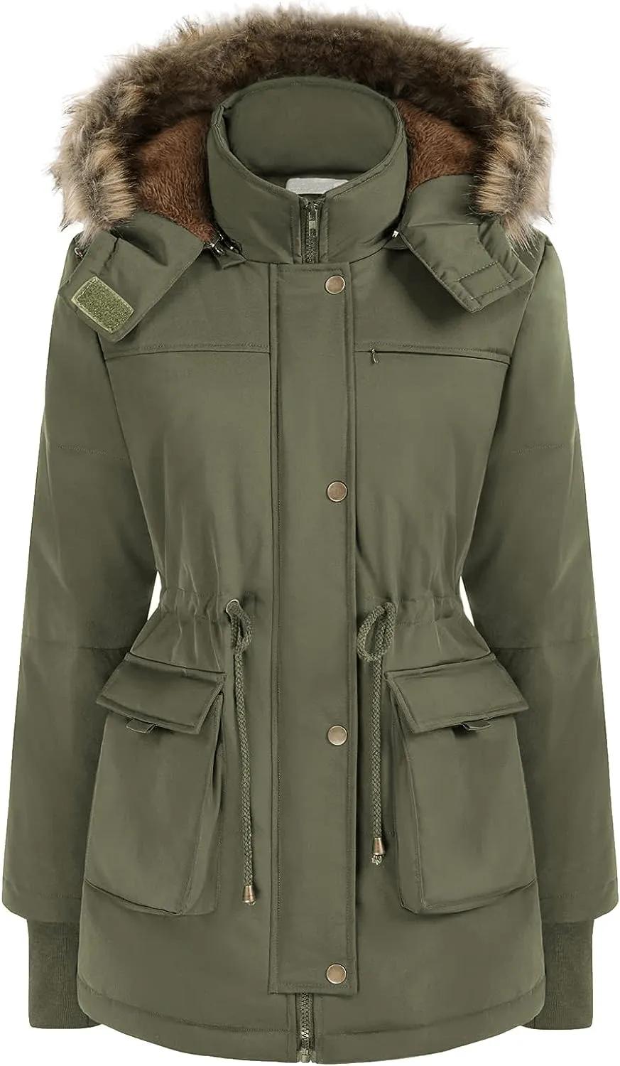 Women's Winter Coats Fleece Parkas Anoraks Hooded Military Jacket Coats M Black