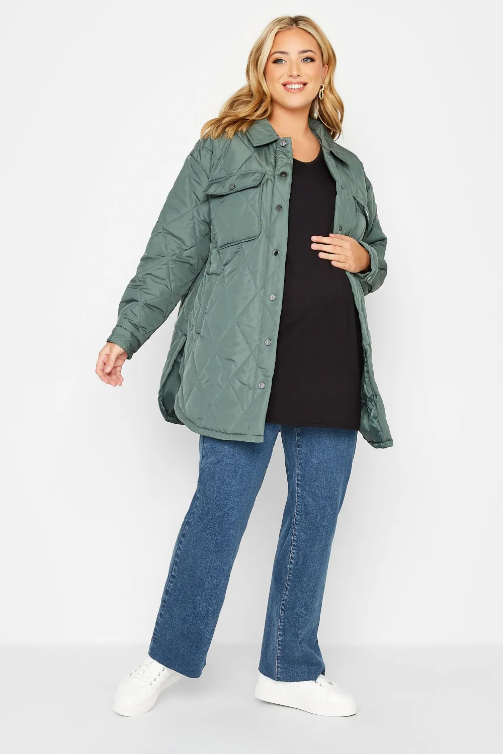 BUMP IT UP MATERNITY Curve Mid Blue Stretch Wide Leg Jeans