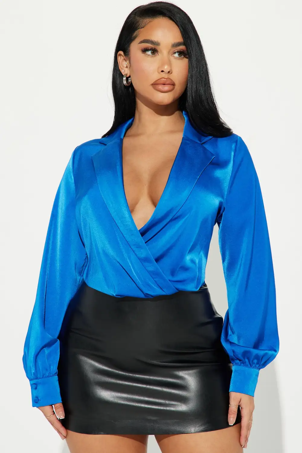 Marisa Satin Blouse Top - Royal