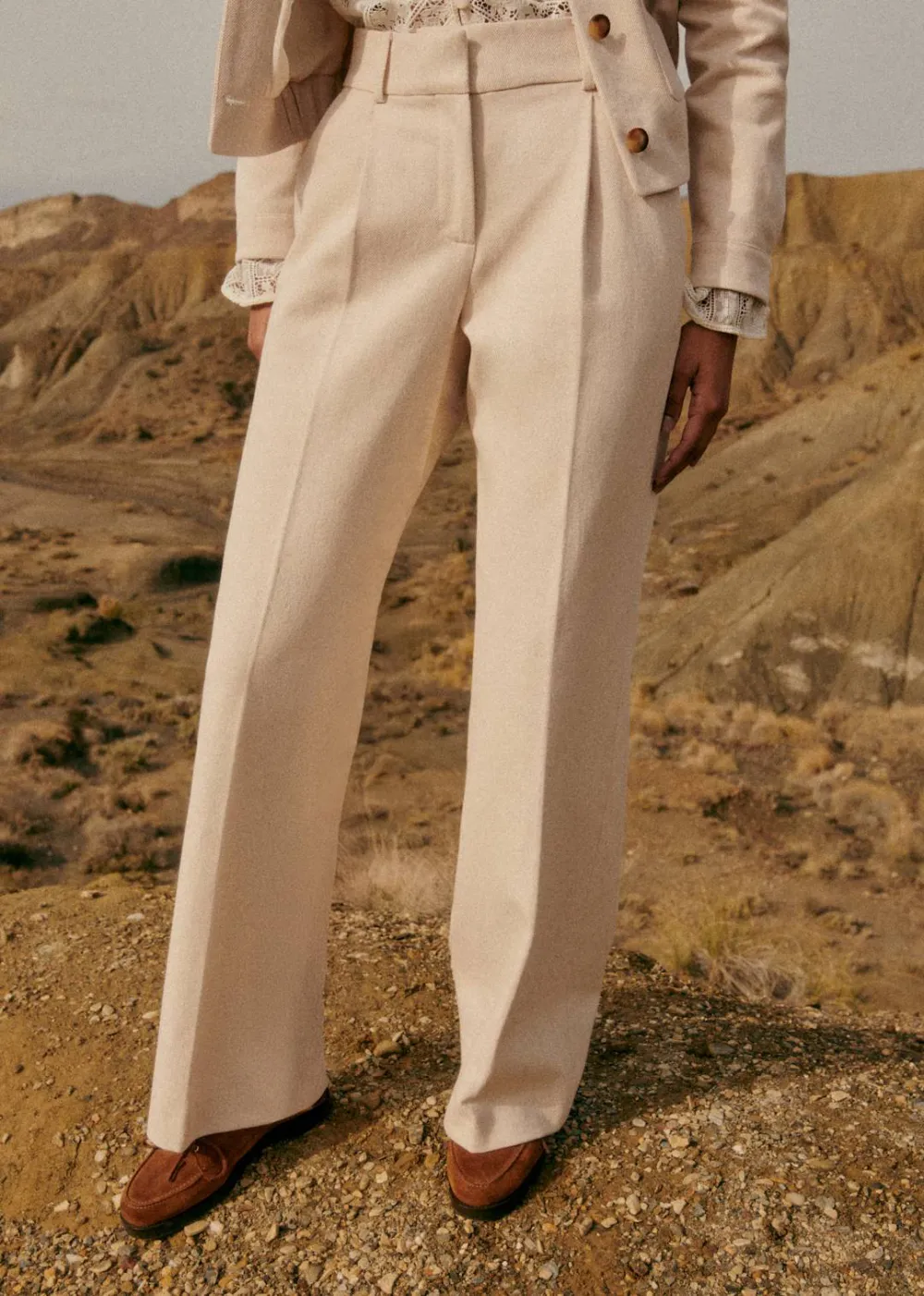 Low-Rise Flat-Pleated Trousers
