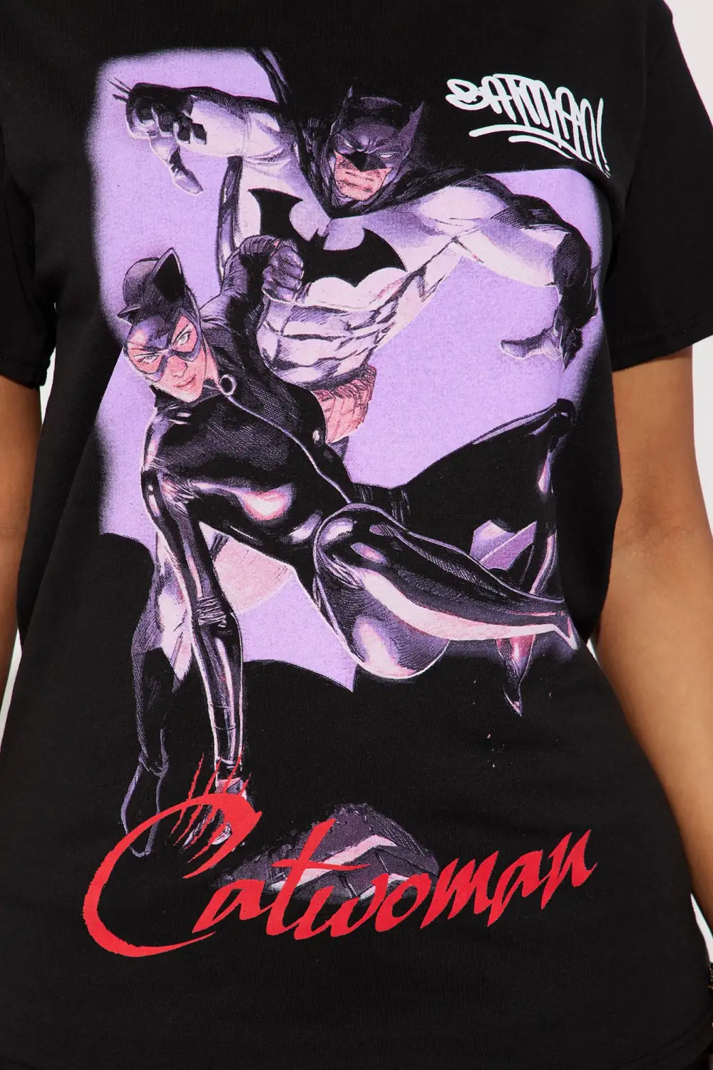 Catwoman And Batman Graphic Tee - Black