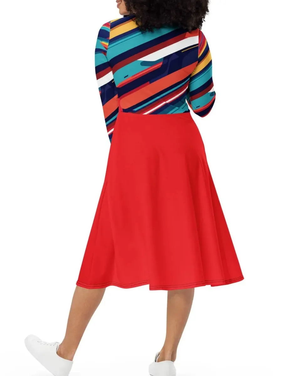 Vibrant Stripe Print Dress
